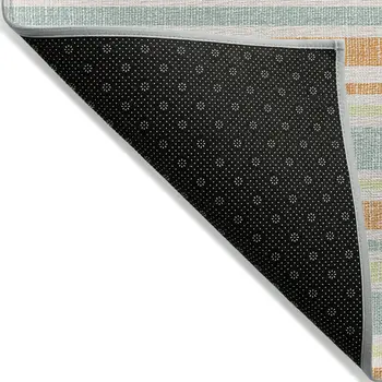 2' X 3' Orange Green and Blue Striped Washable Non Skid Indoor Outdoor Area Rug