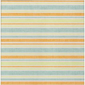 3' X 5' Orange Striped Washable Non Skid Indoor Outdoor Area Rug