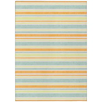 3' X 5' Orange Striped Washable Non Skid Indoor Outdoor Area Rug
