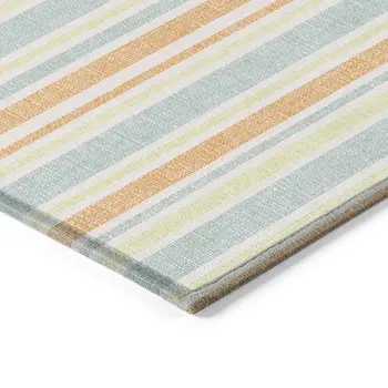 8' Round Orange Round Striped Washable Non Skid Indoor Outdoor Area Rug