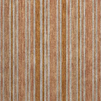 2' X 3' Beige and Orange Striped Washable Non Skid Indoor Outdoor Area Rug
