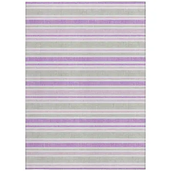 5' X 8' Pearl Striped Washable Non Skid Indoor Outdoor Area Rug