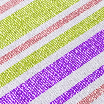 3' X 5' Purple Green and Pink Striped Washable Non Skid Indoor Outdoor Area Rug