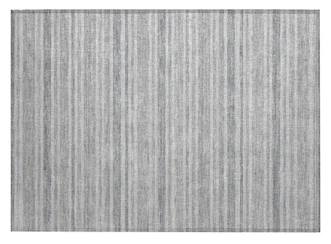 2' X 3' Black Silver and Gray Striped Washable Indoor Outdoor Area Rug