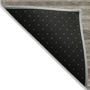 2' X 8' Taupe Striped Washable Indoor Outdoor Runner Rug