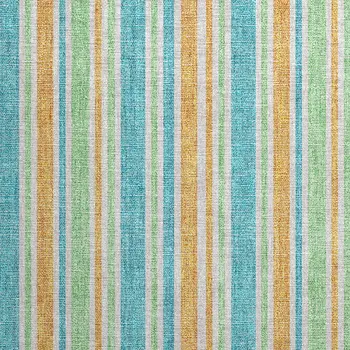 2' X 3' Teal Striped Washable Non Skid Indoor Outdoor Area Rug