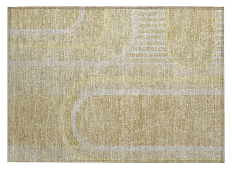 2' X 3' Beige Abstract Washable Indoor Outdoor Area Rug