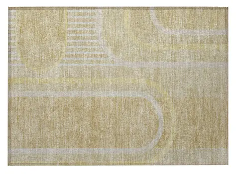 2' X 3' Beige Abstract Washable Indoor Outdoor Area Rug