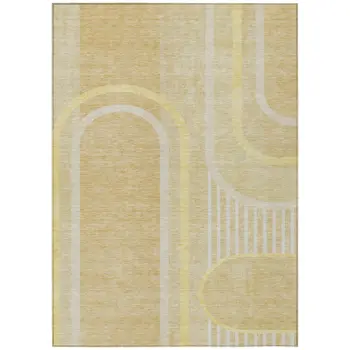 9' X 12' Beige Abstract Washable Indoor Outdoor Area Rug
