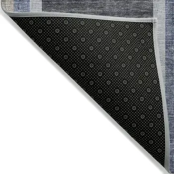 8' X 10' Blue and Black Abstract Washable Indoor Outdoor Area Rug