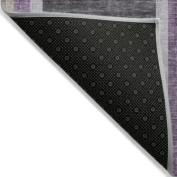 9' X 12' Purple and Black Abstract Washable Indoor Outdoor Area Rug
