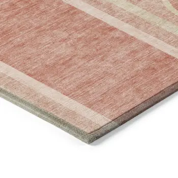 3' X 5' Salmon Abstract Washable Indoor Outdoor Area Rug