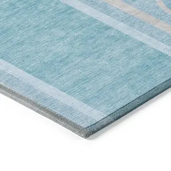 2' X 8' Teal Abstract Washable Indoor Outdoor Runner Rug