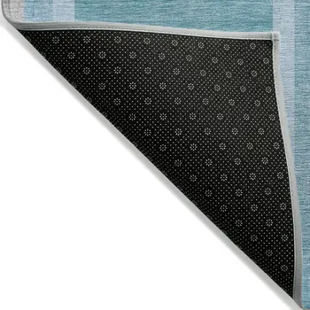 9' X 12' Teal Abstract Washable Indoor Outdoor Area Rug