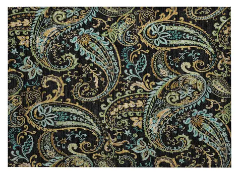 2' X 3' Black and Gold Paisley Washable Indoor Outdoor Area Rug