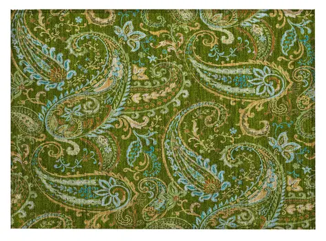 2' X 3' Green Paisley Washable Non Skid Indoor Outdoor Area Rug