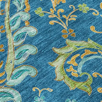 10' X 14' Navy Blue Paisley Washable Non Skid Indoor Outdoor Area Rug