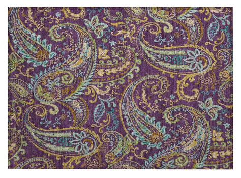 2' X 3' Purple Paisley Washable Non Skid Indoor Outdoor Area Rug
