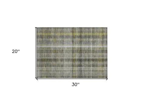 2' X 3' Gray Plaid Washable Non Skid Indoor Outdoor Area Rug