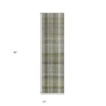2' X 8' Gray Plaid Washable Non Skid Indoor Outdoor Runner Rug