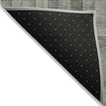 8' X 10' Gray Plaid Washable Non Skid Indoor Outdoor Area Rug