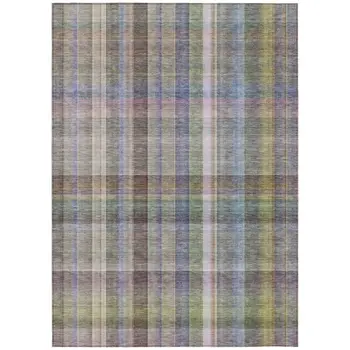 3' X 5' Gray Plaid Washable Non Skid Indoor Outdoor Area Rug