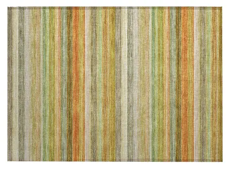 2' X 3' Artichoke Green Striped Washable Non Skid Indoor Outdoor Area Rug