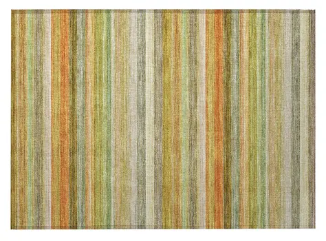 2' X 3' Artichoke Green Striped Washable Non Skid Indoor Outdoor Area Rug
