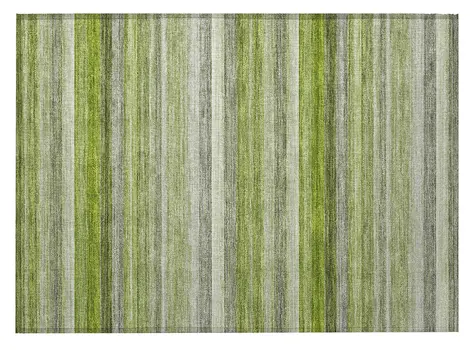 2' X 3' Fern Green Striped Washable Non Skid Indoor Outdoor Area Rug