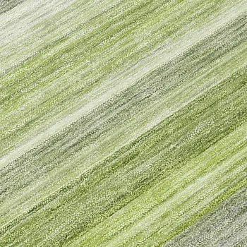 2' X 8' Fern Green Striped Washable Non Skid Indoor Outdoor Runner Rug