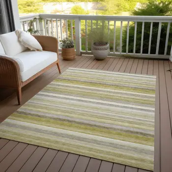 3' X 5' Wheat Striped Washable Non Skid Indoor Outdoor Area Rug