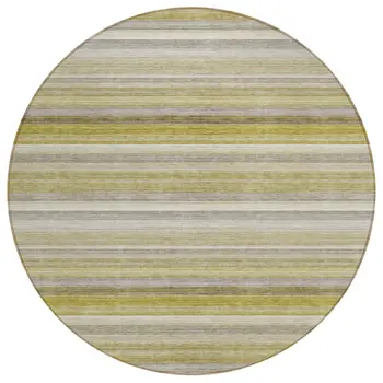 8' Round Wheat Round Striped Washable Non Skid Indoor Outdoor Area Rug