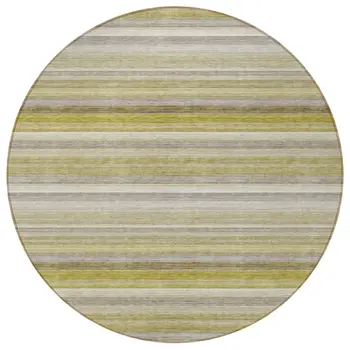 8' Round Wheat Round Striped Washable Non Skid Indoor Outdoor Area Rug