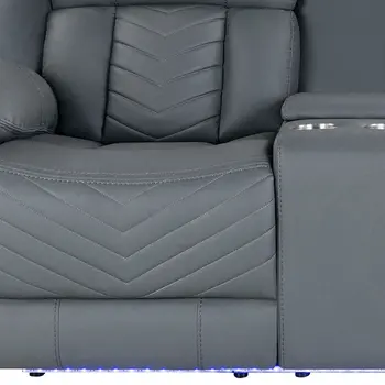 75" Light Gray Faux Leather Power Reclining Loveseat With Storage