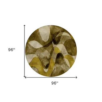 8' Round Coffee Round Abstract Washable Non Skid Indoor Outdoor Area Rug