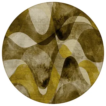 8' Round Coffee Round Abstract Washable Non Skid Indoor Outdoor Area Rug