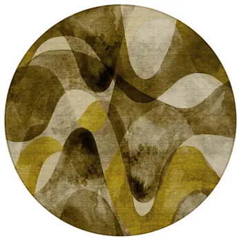 8' Round Coffee Round Abstract Washable Non Skid Indoor Outdoor Area Rug