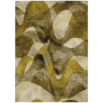 8' X 10' Coffee Abstract Washable Non Skid Indoor Outdoor Area Rug
