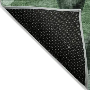 9' X 12' Fern Green Abstract Washable Non Skid Indoor Outdoor Area Rug