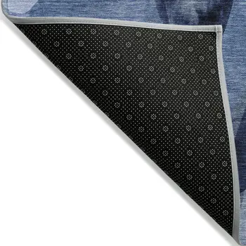 10' X 14' Navy Blue Abstract Washable Non Skid Indoor Outdoor Area Rug
