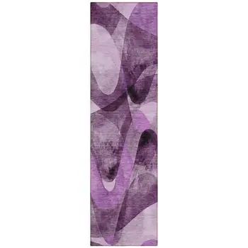2' X 8' Purple Abstract Washable Non Skid Indoor Outdoor Runner Rug