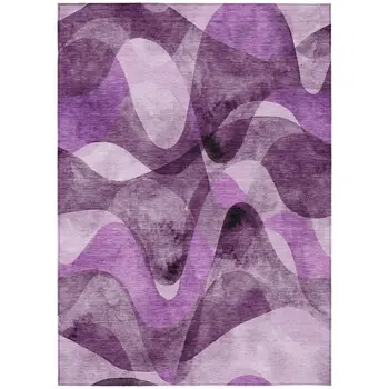 8' X 10' Purple Abstract Washable Non Skid Indoor Outdoor Area Rug