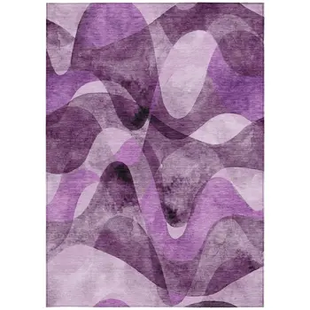 9' X 12' Purple Abstract Washable Non Skid Indoor Outdoor Area Rug