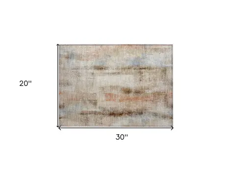2' X 3' Beige and Brown Washable Non Skid Indoor Outdoor Area Rug