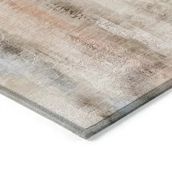 2' X 3' Beige and Brown Washable Non Skid Indoor Outdoor Area Rug