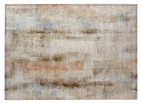 2' X 3' Beige and Brown Washable Non Skid Indoor Outdoor Area Rug