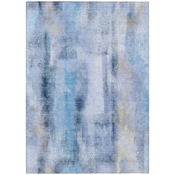 3' X 5' Blue Washable Non Skid Indoor Outdoor Area Rug
