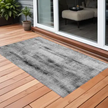 2' X 3' Gray Washable Non Skid Indoor Outdoor Area Rug