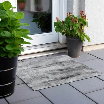 2' X 3' Gray Washable Non Skid Indoor Outdoor Area Rug