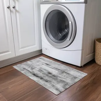 2' X 3' Gray Washable Non Skid Indoor Outdoor Area Rug